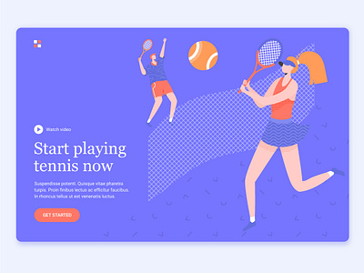 Tennis couple character couple court hero image illustration landing page play sport tennis