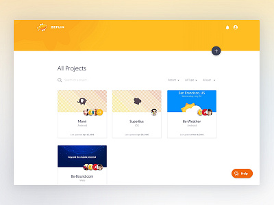 Zeplin Redesign list material project redesign search software tool ui yellow zeplin