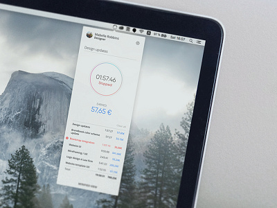 uTrack widget. app clean design flat layout mac os x time track ui