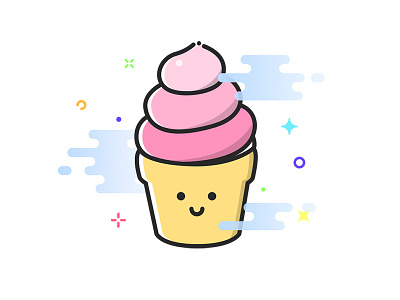 (17/30)Day's UI design training - ice-cream design ice cream illustration logo mbe white