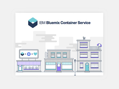 DockerCon 2017 bluemix cards containers house illustration