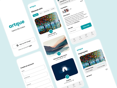 Artque - An art auction app app art auction design