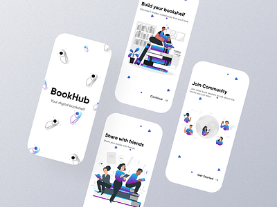 Bookhub - Onboarding Screens app app design design ui uidesign ux ux design