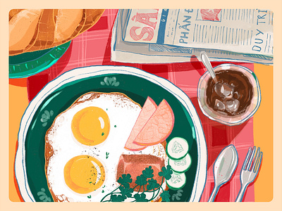 Breakfast shot! breakfast firstshot food hellodribbble illustration vietnam