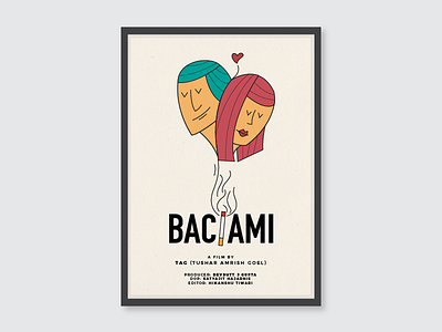 Baciami - Short Movie Poster art baciami character face film head illustration kiss line movie poster vector