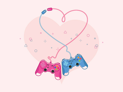 Hobbies Play couple game gamepad heart hobby illustrator logitech love photoshop