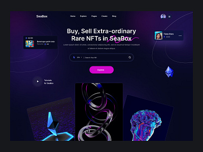 NFT Marketplace Landing Page | DesignExploration Project landing page nft nft marketplace nft website ui design website design