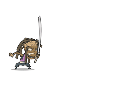 Michonne Attacks characature character fun funny michonne sprite the walking dead