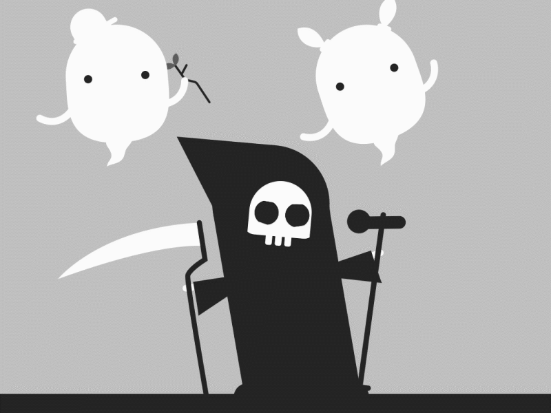 H S cartoon character death fun funny ghosts gif grim reaper loop