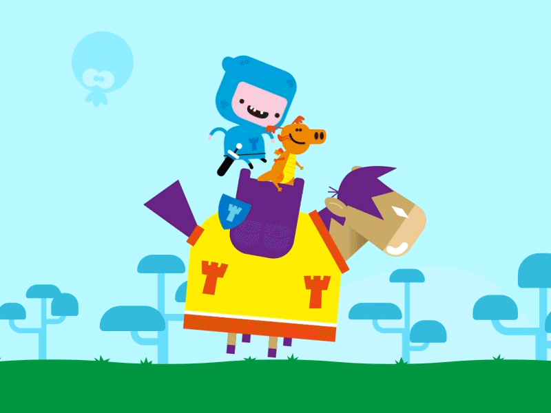 Georgie & Dragon animation cartoon character dragon fun funny gif horse illustration jump knight loop