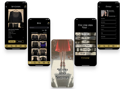 Second hand Shadows: Native mobile app e commerce gothic ios mobile app sketch ui design uiux