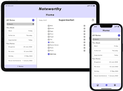 Noteworthy: Note taking app ios ipad list app mobile app note taking app sketch ui design uiux