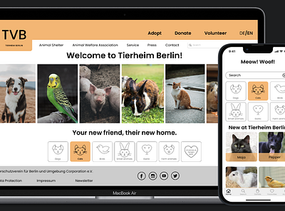 Tierheim Berlin: website re-design & mobile app berlin ios mobile app pet adoption app sketch ui design uiux
