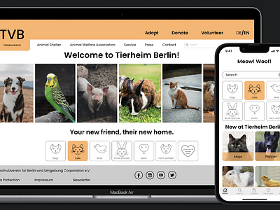 Tierheim Berlin: website re-design & mobile app