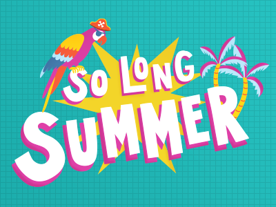 So Long Summer custom illustration lettering palm parrot summer type