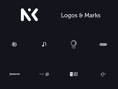 Logos & Marks and black branding eat identity logo minimal music smile white