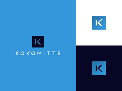Kokomitte Logo blue branding clean graphic design k logo design web