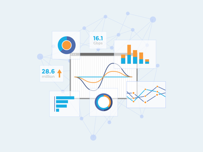 Deepfield illustration analytics complex graph illustration network security stats