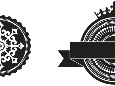 Opulent badge shape badge black and white crown freebie inverse logo design opulent seal shape shield two tone vector
