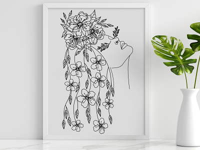 Flower head design, Head of flowers, Flower face line art botanical design cherry blossoms cherry flowers continuous line art face single line art female face line art floral line art floral line drawing flower face flower girl design flower head flower woman graphic design illustration plant girl plant lady plant mom sakura flowers