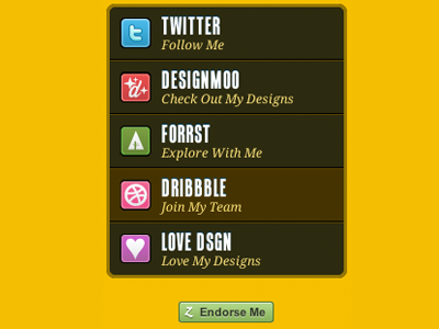 Social Media List, CSS + Sprite