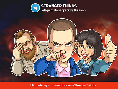Telegram sticker pack with the characters of "Stranger Things" s caricature netflix sticker stickers stranger things