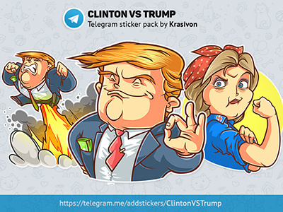 Clinton VS Trump. Telegram Stickers caricature clinton donald trump hillary clinton sticker stickers trump