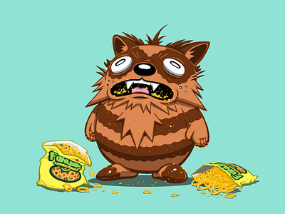 Too Many Funyuns /: animal cartoon character chips creature design food illustration