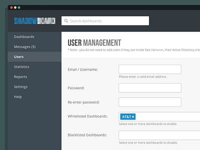 Dashboard Admin UI - User Management