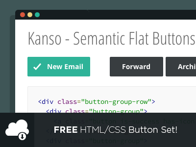 Kanso - Free Semantic Flat Buttons! buttons css flat freebie html icons semantic set