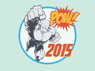 Team 2015 t-shirt 2015 blue comic pow red superhero tee yellow
