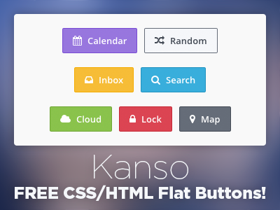 Kanso v2.0.0 - FREE Semantic Flat Buttons blue buttons css font awesome free green html icons purple red ui yellow