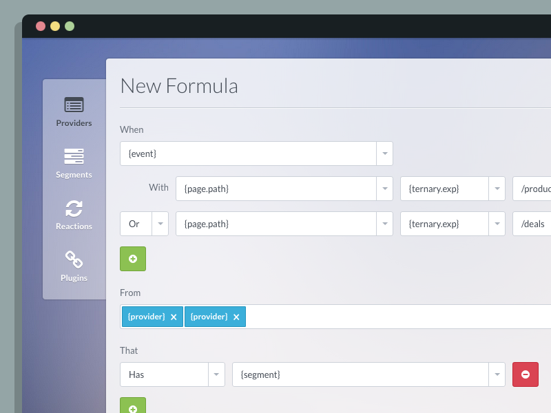 Formula builder ui admin form builder frost blue green red buttons lato font awesome