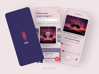 Podi UI Design app app interface design minimalistic design music podcast radio ui ux