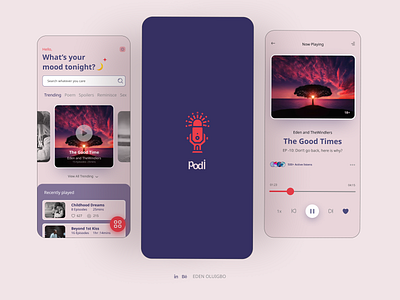 Podi UI Design app app interface design minimalistic music radio ui ux