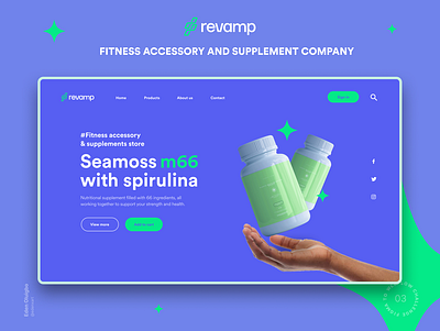 Revamp⚡ app app interface branding design fitness illustration landing page logo supplements ui ux website