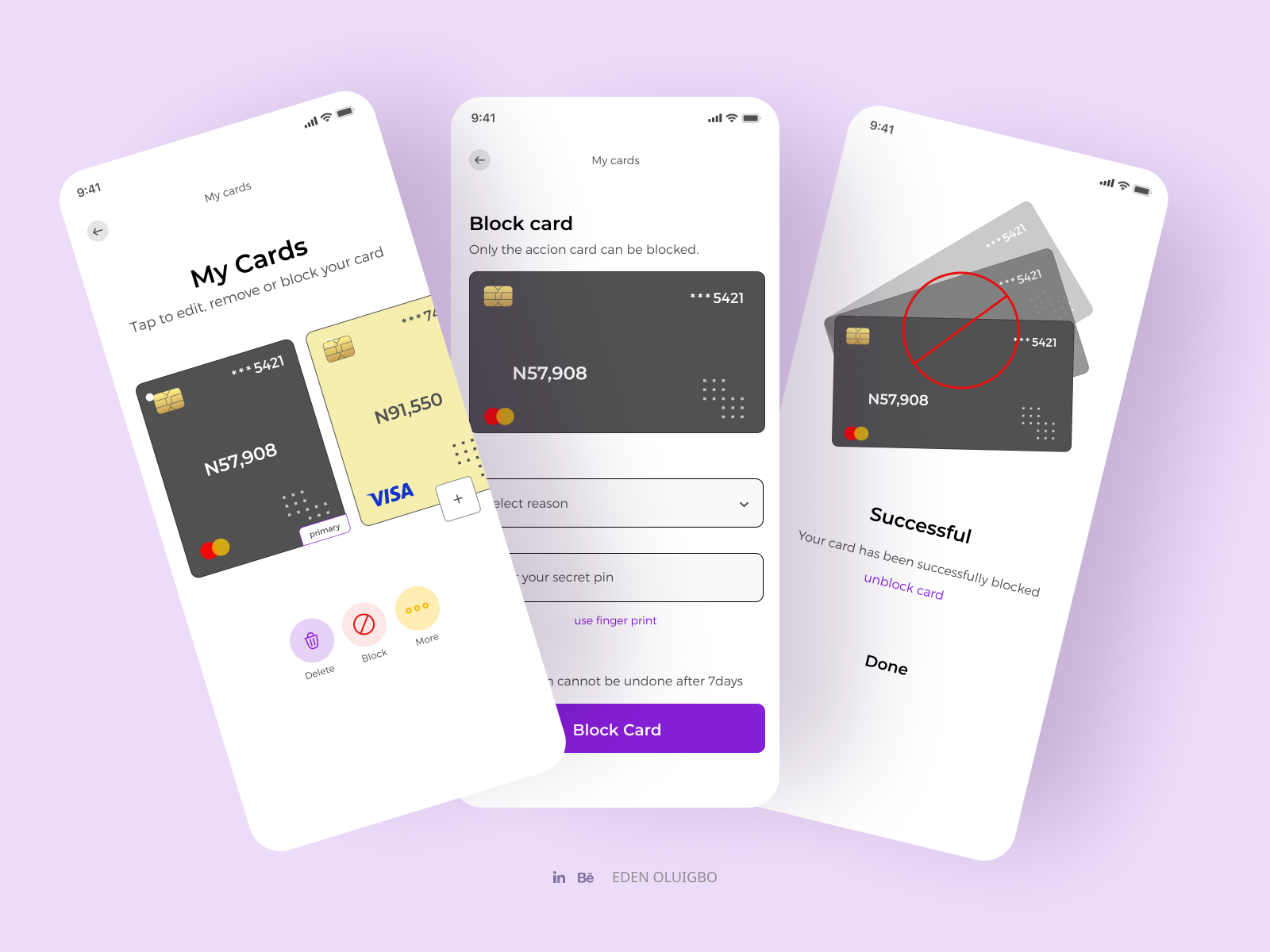 Mobile UI for a Fintech App 💳 by Eden Oluigbo on Dribbble