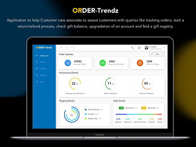 Order Trendz card view chart customer care customer service dashboard datavisualisation discover flat icons ios uiux visual design web design