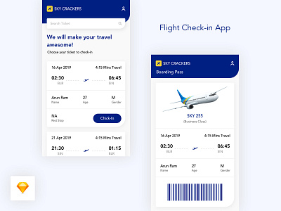 Flight Check in Concept boarding pass booking check in flight ios mobile app uiux visual design