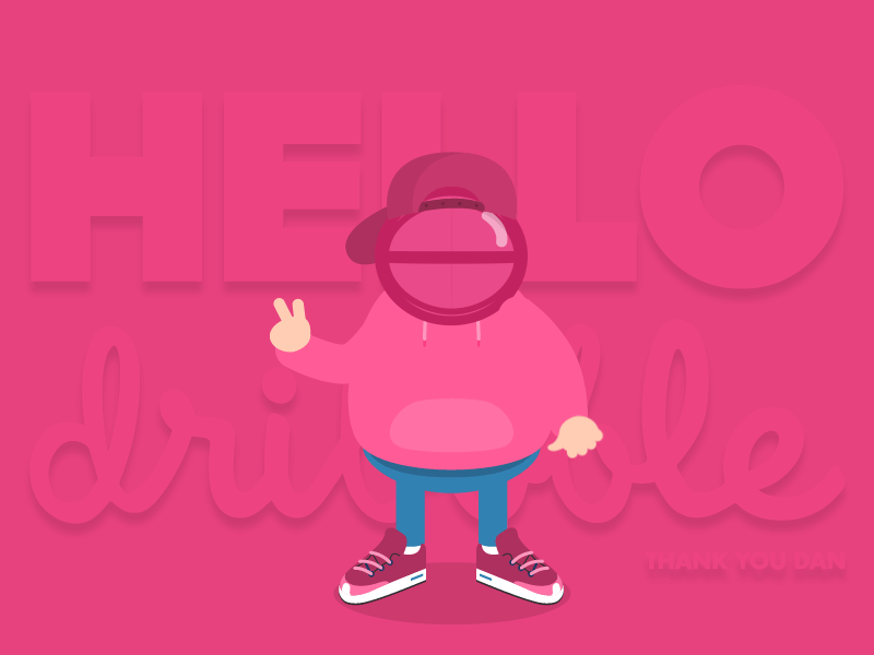 Hello Dribbble! after effects animated gif basket character gif invitation loop thanks vector