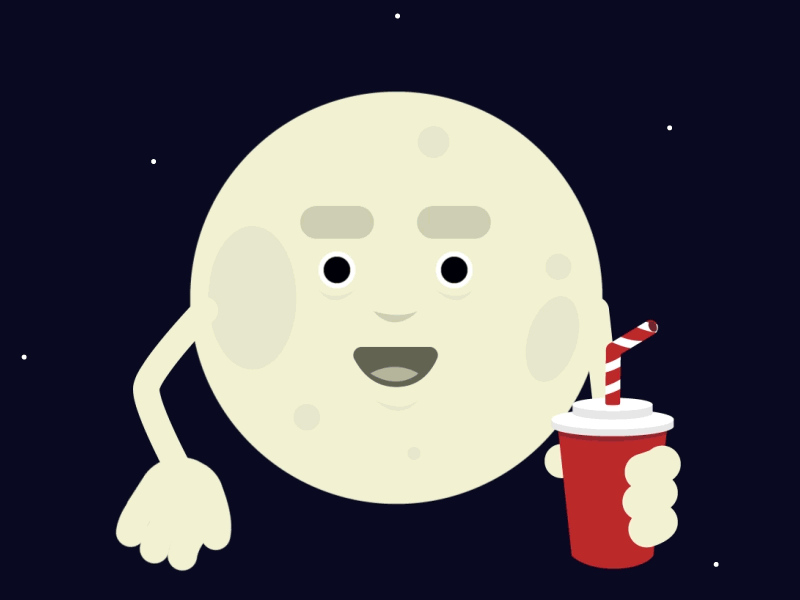 Eclipse cartoon character gif illustrator loop moon night
