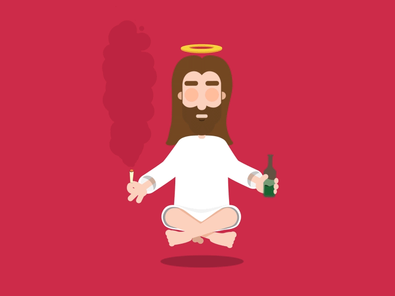 Yisus Crack after effects beer cartoon character illustrator jesus loop smoke weed