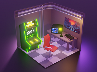 Mini Arcade Room 3d design graphic design illustration