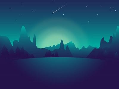 Green Night 2d design illustration landscape night owl vector