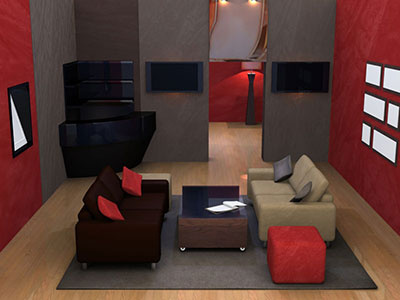 Interior Director Red Room 3d animation render