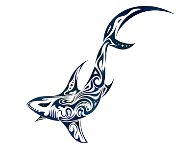 Tribal Shark drawing fish shark swirl tattoo tribal vector