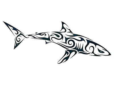 Tribal Shark 2 drawing fish shark swirl tattoo tribal vector