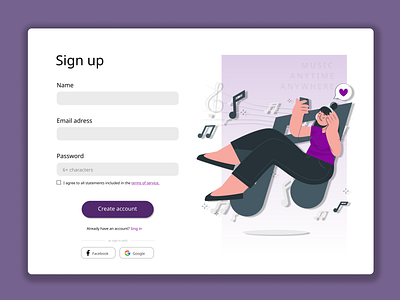 Daily UI Challenge | Day 01 | Sign Up Page figma ui