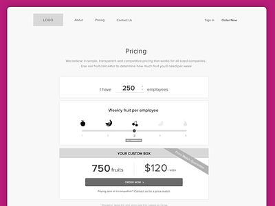 Pricing Tool - Wireframe calculator design ecommerce interaction design interactive tool mockup pricing tool user experience ux website wireframe work in progress