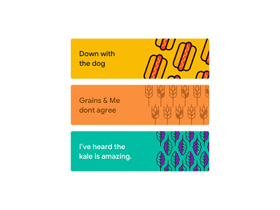 Food Banners color design grain hotdog illustration kale patterns vector